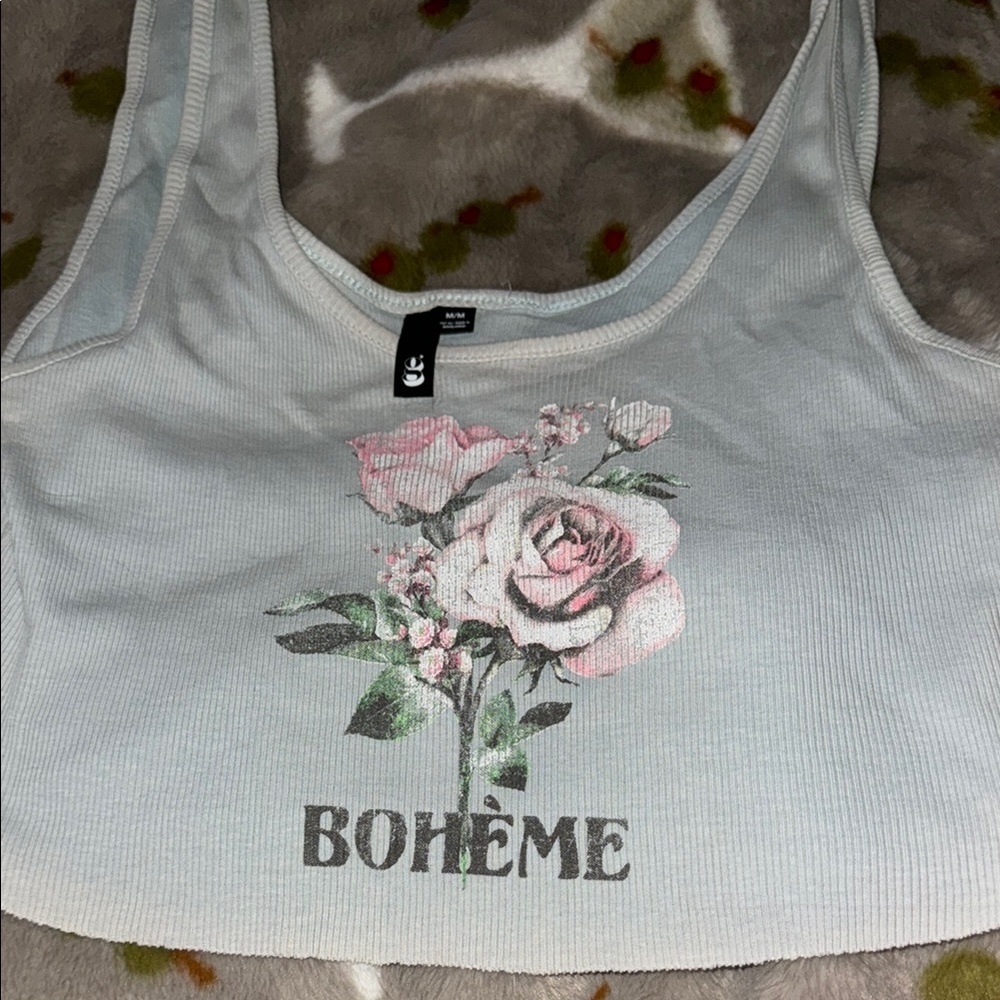 Garage Blue-Gray Ribbed Sleeveless Crop Tank Top
